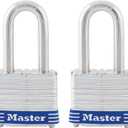 Master Lock 3TLF Laminated Steel Padlock with Key, 2 Pack Keyed-Alike (1-1/2" shackle)