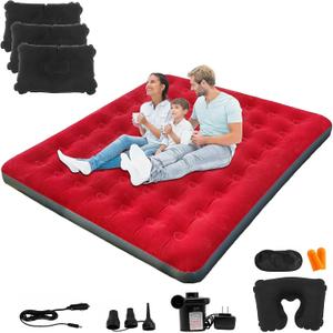 Onirii King Size Camping Air Mattress Bed with Air Pump,80"x 72"Thickened Portable Blow Up Inflatable Air Mattress,Travel Sleeping Bed Pad for Camping Home Hiking