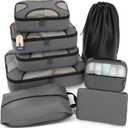 Shacke Premium 8 Packing Cubes Set - Lightweight Mesh Travel Luggage Organizers with Laundry Bag, 8-Piece Suitcase Storage System (Dark Grey)