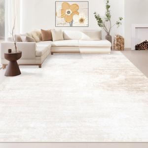 Area Rugs 10x14 Living Room: Washable Rug Modern Abstract Large Rugs Soft Non Slip Neutral Rug Stain Resistant Indoor Carpet for Bedroom Kitchen Dining Room Home Office Rugs(Beige, 10'x14')