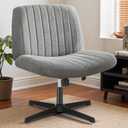 DUMOS Desk Chair No Wheels, Criss Cross Chair Wide Cross Legged Office Desk Vanity Comfy Chair, Armless Adjustable Swivel Chairs for Home Computer Task Gray