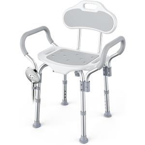 BlessReach Shower Chair for Inside Shower, 400 lbs Adjustable Shower Stool with Suction Feet, Shower Seat for Inside Tub Bathroom Bench Shower Chair for Elderly and Disabled - Grey