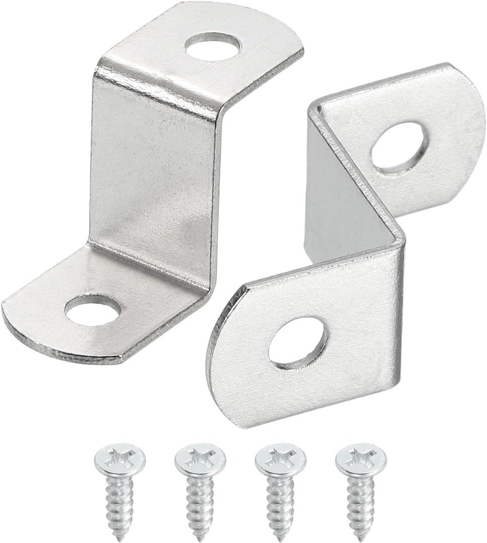 uxcell 30 Pcs 3/4" Offset Canvas Clips, Picture Framing Mirror Clips Z Shape Canvas Painting Mounting Clips with 2 Mounting Hole with Screws, Silver