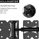 2 Pack Self Closing Gate Hinges for Wooden Fences Heavy Duty Solid Vinyl Fence Gate Closer Hinges with 22 Screws Swing Adjuster Tool 90 Degree Tension Gate Hardware Kit Black Finish