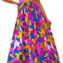 PRETTYGARDEN Summer Dresses for Women 2025 Beach Maxi Dress Spaghetti Strap Floral Boho A Line Wedding Guest Flowy Long Dress S