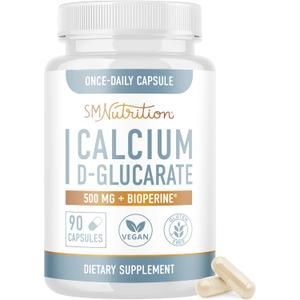 Calcium D-Glucarate | 500MG | CDG for Liver Detox and Cleanse, Hormone Balance, and Menopause Support | Calcium Supplement | Vegan, Non-GMO, Third-Party Tested | 90 Capsules (3-Month Supply)