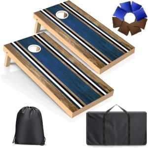 Cornhole Boards Set - Regulation Size 4x2/3x2ft Solid Wood Corn Hole Game Set with 8 Bean Bags and 2 Cornhole Boards - Perfect for Outdoor Game