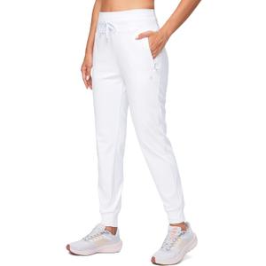 G Gradual Women's Fleece Lined Joggers High Waisted Water Resistant Thermal Winter Sweatpants Running Hiking Pockets(White, S)