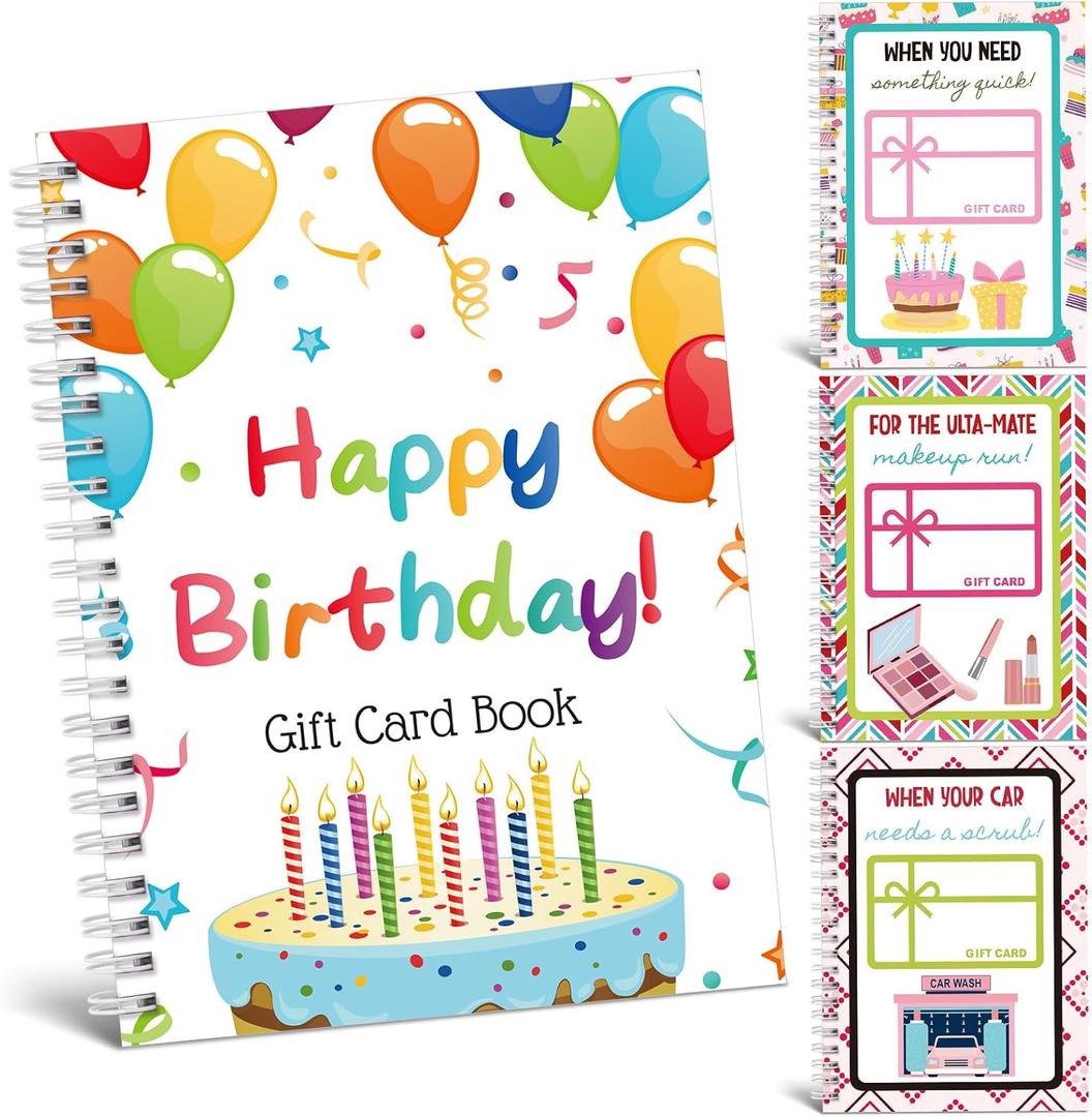 Birthday Gift Card Book 7 x 5 Inch Happy Birthday Booklet Organizer Greeting Card Album Keeper Personalized Gift for Birth Party Supplies (Bright)