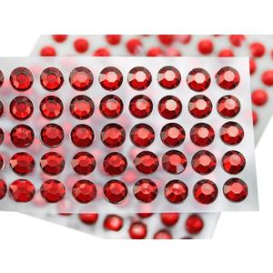 14mm SS60 Red Ruby Self Adhesive Acrylic Rhinestones Plastic Face Gems Stick On Body Jewels for DIY Cards and Invitations Crafts Bling Sticker - 5 Sheets - 250PCS