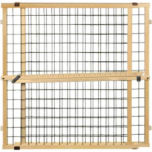 MYPET Extra-Wide Wire Mesh Dog Gate: 29.5-50" Wide. Pressure Mount. No Tools Needed. Puppy Gate 31" Tall, Expandable, Durable Pet Gates for Doorways, Sustainable Hardwood