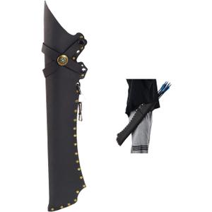 Archery Arrow Quiver Archery Back Arrow Quiver Holder PU Leather Archery Quiver with Belt Clip for Field and Practice (Black)