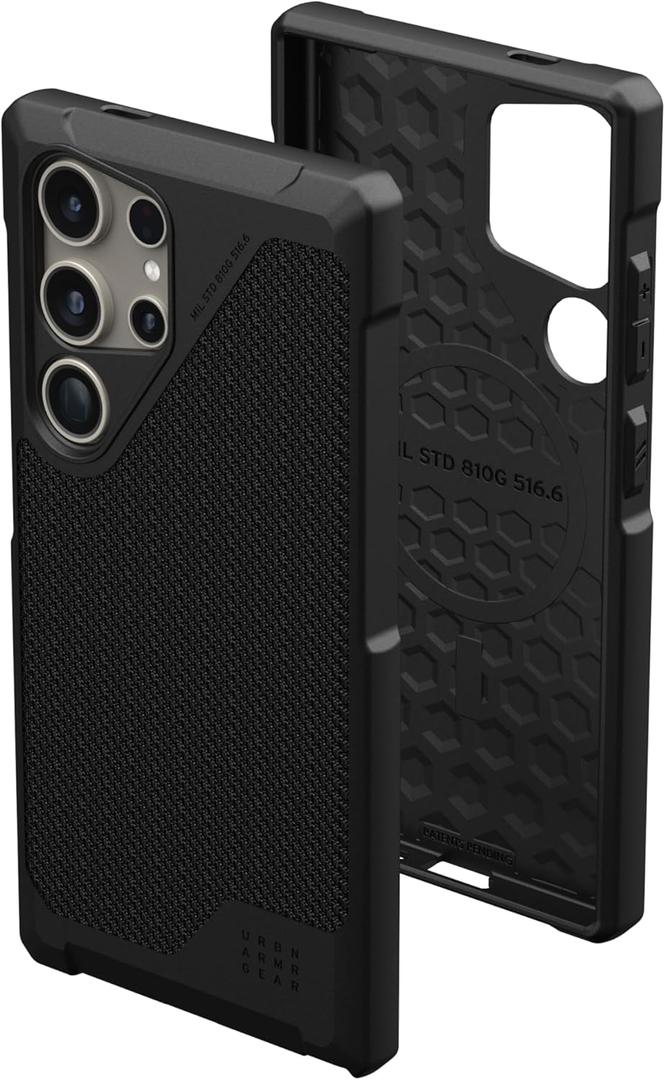 URBAN ARMOR GEAR UAG Designed for Samsung Galaxy S24 Ultra Case 6.8" Metropolis LT Kevlar Black, Magnetic Charging Rugged Military Drop-Proof Impact Resistant Non-Slip Protective Cover