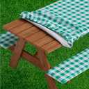 Sorfey Picnic Table Cover with Bench Covers -Fitted with Elastic, Vinyl with Flannel Back, Fits for Table 30"x 60" Rectangle,Water Proof, Solid Black Design