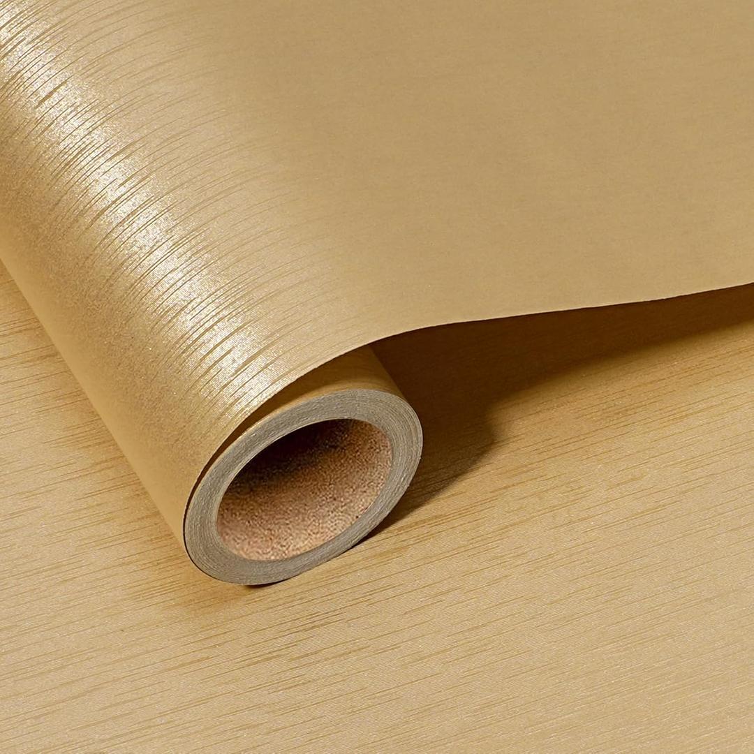 BIOBROWN Gold Kraft Wrapping Paper Roll - 17 Inch X 33 Feet (47 sq.ft) Solid Color Pearly-Lustre Paper, Shiny Textured Gift Wrap for Mother's Day, Birthday, Bridal Shower, Graduation Gifts, Parties