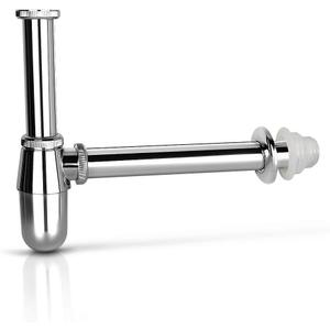 Brass Round Bottle P Trap tube, Basin Sink Waste Trap Drain Tube Kit Adjustable Height Chrome (Oval)