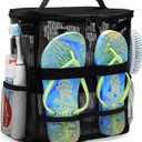 Christmas Birthday Gifts for Women Man, Dorm Room Essentials for Guys Girls Boys, Quick Dry Mesh Shower Caddy Portable, Large Capacity Shower Bag with Hanging Hook, Travel Beach Camping Essentials (Black)