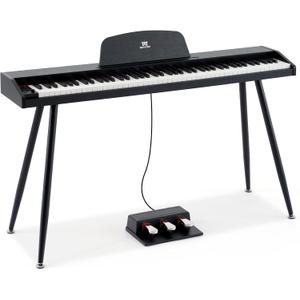 MUSTAR 88 Key Piano Keyboard for Beginners, Semi Weighted Electric Piano Keyboard 88 Keys, Portable Digital Piano 88 Key Weighted with 3-Pedal Unit, Built-In Speakers, USB/MIDI Connecting (Black), Full