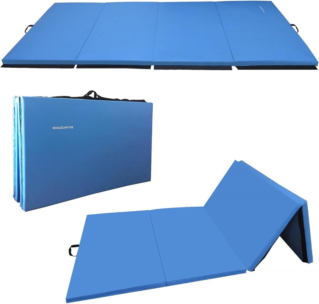 Fitvids All Purpose 4'x8'x2" Extra Thick High Density Anti Tear Gymnastics Gym Folding Exercise Aerobics Mats Blue