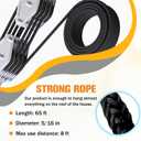 Block and Tackle Pulley System, 2200lbs for Lifting Objects, 4-Wheel Rope Pulley Hoist, 7:1 Lifting Power, 65Ft of 5/16” Rope, for Hunting Lifting Heavy Objects Garage Warehouses Building(Black)