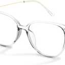 Gaoye Blue Light Blocking Glasses - Trending Round TR90 Frames, Metal Arms, UV400 Protection - Matching Soft Case (1-transparent Frame/Transparent Lens)