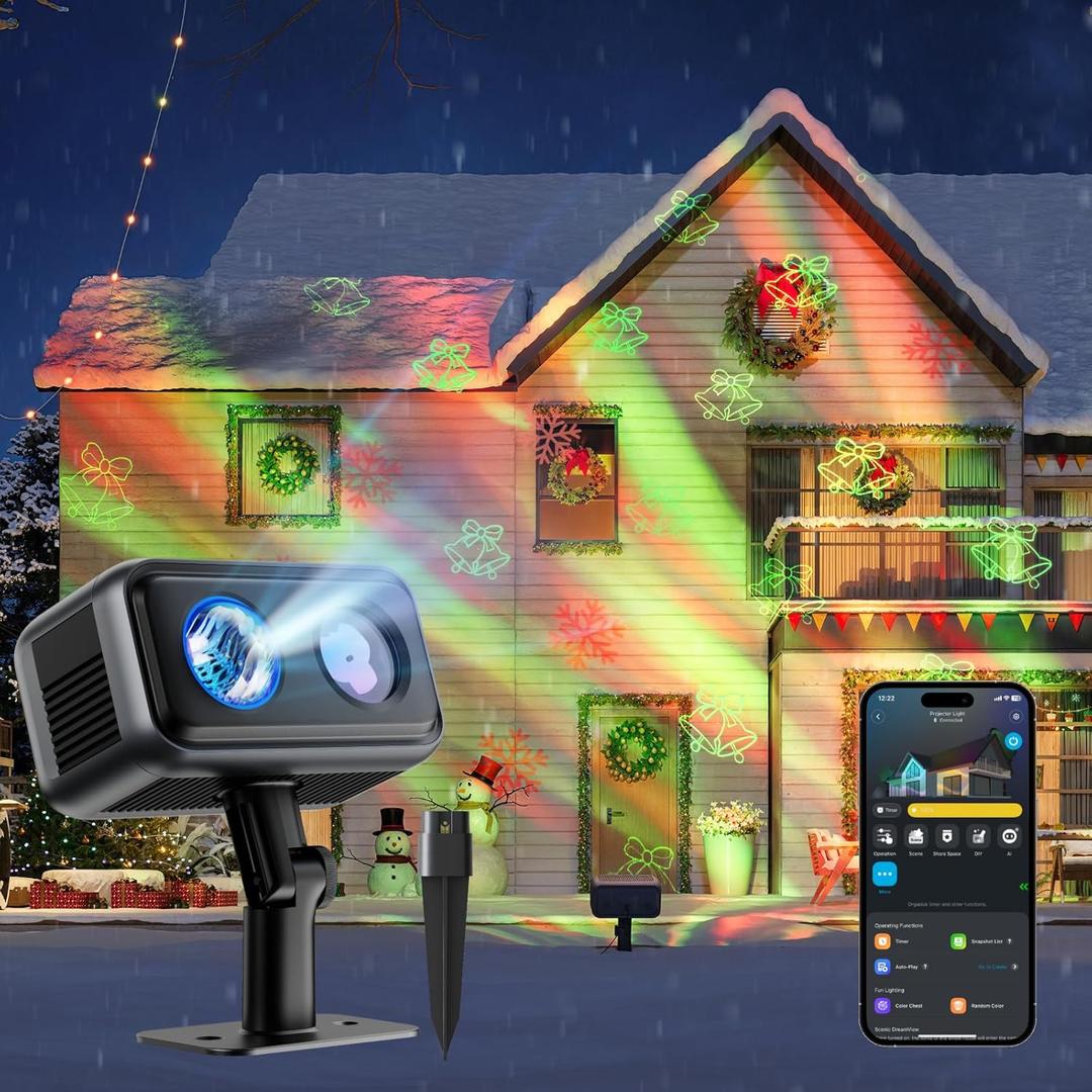Govee Outdoor Projector Light, Upgraded Aurora Star Projector with 16 RGB Patterns, 50+ Scene Modes for Indoor & Outdoor Holiday Decor, Works with Alexa, Google, Matter, IP65 Waterproof