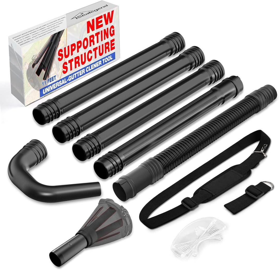 Sealegend Universal Leaf Blower Gutter Attachment, Gutter Cleaning Tools from Ground with Suppotive Structure and Telescopic Hose All-Round Cleaning, 11 Feet