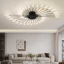ziidoo Modern Ceiling Light, 42 Lights Metal Firework Designed Chic Led Lighting Fixture for Farmhouse Kitchen Dining Room Bedroom Hallway Living Room (Black)