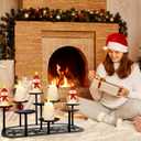 Fireplace Candelabra Candle Holder Matte Black Metal Candleholder with 9 Candle Stands Mantle Decor for Flameless or Wax Pillar Candle Floor Table Centrepiece Christmas Wedding Party Decoration