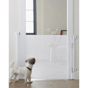 Cumbor 2-Pack Retractable Baby Gates for Stairs, 55" Wide Soft Mesh Pet Gate for Dogs with One Hand Opening, 34" Tall Toddler Gate with Top Lock for Bedroom, Doorways, Indoor/Outdoor, White 