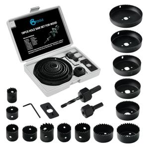 Hole Saw Set, 19Pcs Hole Saw Kit with General Purpose 3/4" to 5"(19-127mm) Saw Blades, Mandrels, Drill Bits, Installation Plate, Hex Key with Storage Case, Idear for Wood, Plywood, PVC Board