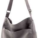 KALIDI Canvas Tote Bag Large Hobo Crossbody Shoulder Handbag Zipper Messenger Bag for Women or Men Casual College Work (Grey)