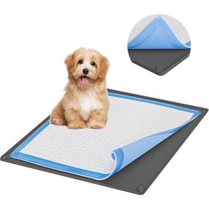 TidyFriend Pee Pad Holder Tray 36 x 36 Inches, Puppy Pad Holder, Easy to Clean and Store Pee Pad Holder for Dogs, Silicon Training Pad Holder, No Spill Puppy Pad Holder (Grey)