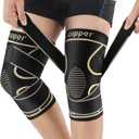 Copper Knee Braces with Strap for Knee Pain Women and Men(2 Pack), Knee Compression Sleeve for Arthritis, ACL, Meniscus Tear, Joint Pain Relief, Knee Support for Working, Running, Weightlifting (M)