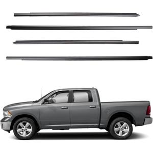 Dasbecan Weatherstrip Window Moulding Trim Seal Belt for Dodge Ram 1500 2500 3500 4500 5500 Crew Cab 2009-2021 Weather Stripping Kit Replaces 55112376AH 55112377AH 55372138AH 55372139AH (4PCS)