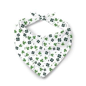St. Patrick’s Day Dog Bandana, Irish Clover Pets Scarf, White Irish Clover Pet Accessory Bandana, Funny Holiday Dog Gift, Holiday Triangle Pet Scarf for Small Medium Dogs