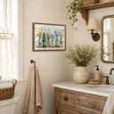 Framed Rustic Green Bathroom Wall Art Retro Green Flower Watercolor Bottles Canvas Painting Rustic Bathroom Picture Prints Farmhouse Country Floral Wall Decor for Bedroom Living Room Home Decoration, 24"L x 16"W