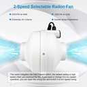 4 to 3 inch Radon Mitigation System Kit - 2 Speed Radon Fan 240CFM | 168CFM with Rubber Couplings and Air Pressure Indicator, Quiet and Energy Efficient, Fits 3” Piping