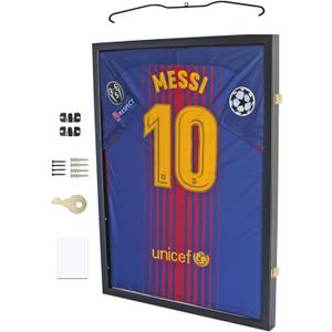 Jersey Display Frame Case Large Frames Shadow Box Lockable with UV Protection for Baseball Basketball Football Soccer Hockey Sport Shirt Black Finish