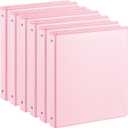 SUIN 1-inch 3 Ring Binder with 2 Interior Pockets, 1''Durable Binders Holds US Letter Size 8.5'' x 11'' Paper - Versatile Binders for Office, Home, and School Use, 6 Pack Pastel Pink