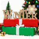 Christmas Desktop Decoration Glowing Light Winter Snowflake Decor for Home Office Living Room, Timber Standing Ornament 10. 6 Inch