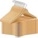 ABHENG 25 Pack Wooden Coat Hangers, 360° Swivel Hook, Suit Hangers with Anti-Slip Notches, Clothes Hangers for Jackets, Shirts, Dress, Natural UAWY0530N