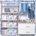Boao 3 Pcs Blue Floral Storage Bin Wildflowers Collapsible Large Storage Baskets for Gifts Canvas Laundry Basket Foldable Box with Handle for Office Home Bedroom Clothes