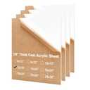 KINLINK 12x16 Plexiglass Sheets 1/8 inch Thick - 3mm White Cast Acrylic Sheet, Plastic Board Polycarbonate Sheet for DIY Project, Craft, Table Top, Acrylic Sign and Wedding Invitation 4 Pack