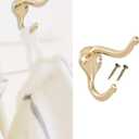 Coat Hooks for Wall Hanging Heavy Duty Wall Mounted Brass Plated, 5 Pack