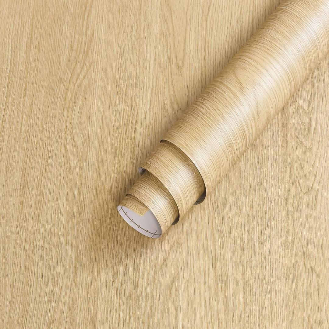 Light Wood Contact Paper Peel and Stick Waterproof Countertop Self-Adhesive Wallpaper Removable Vinyl Decor Roll for Kitchen Cabinet Covers 31x157 inch