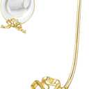 Brass Tea Cup and Saucer Display Stand Vintage Bow Teacup Holders Plate Stand Mug Hooks Classic Durability Countertop Storage for Cabinet Kitchen Counter Bar(4.92 x 7.68 x 2.17 Inches)