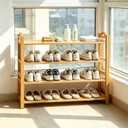 4-Tier Shoe Rack Bamboo Shoe Organizer Free Standing Shoe Storage for Entryway, Closet, Hallway, Bathroom and Living Room, Natural
