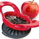 PrepWorks Dishwasher Safe Apple Slicer and Corer  16-Slice Thin Apple Cutter with Safety Cover (Red)