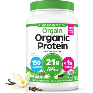 Orgain Organic Vegan Protein Powder, Vanilla Bean - 21g Plant Protein, 4g Prebiotic Fiber, No Lactose Ingredients, No Added Sugar, Non-GMO, For Shakes & Smoothies, 2.03 lb, Exp: 03/08/27